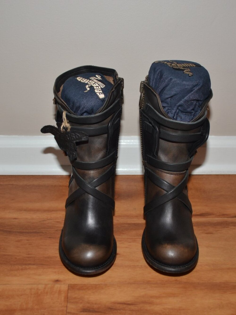 Freebird by Steven Baker NEW Black distressed Strap/Zip Women's Boots Size 7 - Picture 13 of 15